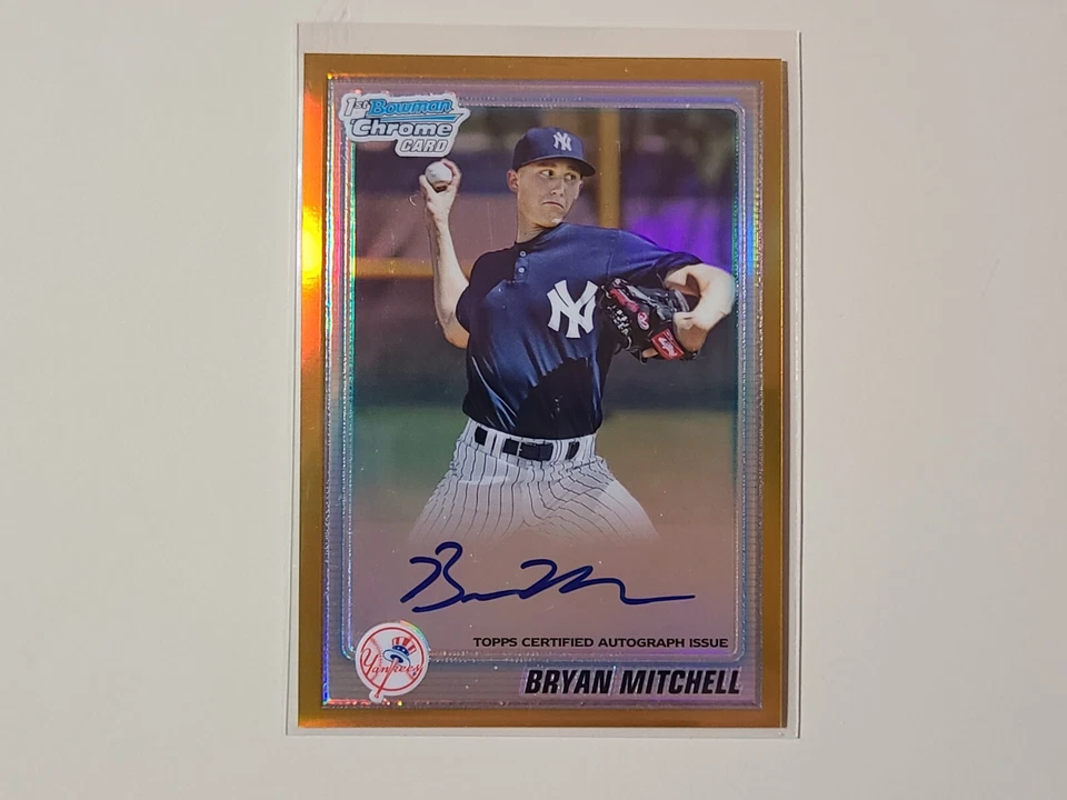 Bryan Mitchell 2010 Bowman Chrome Gold Refractor Prospects AUTO Autograph /50 - Image 1 of 3