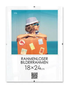Cliprahmen 18x24 cm Rahmenloser Bilderrahmen 24x18 cm Bildhalter Kunstglas - Bild 1 von 6