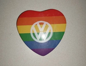 VW Volkswagen 2.25" Heart Pride Pin, New - Picture 1 of 2