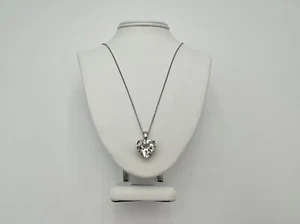 Sterling Silver 925 Heart Simulated Diamond Pendant Necklace 17-19" Chain - Picture 1 of 7