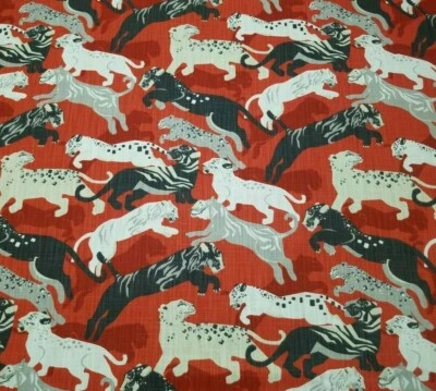Rajita Tiger Persimmon BTY Robert Allen 100% Cotton Slub Duck 54" Wide Panther - Image 1 of 2
