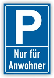 Solo para residentes locales, placa de estacionamiento, placa, prohibición de estacionamiento, prohibición de retención, señal de advertencia P0225 - Imagen 1 de 3