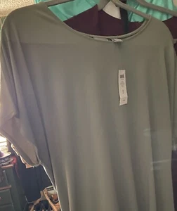New Chico’s Size 3 XL Sage Green Women’s Short Sleeve Scoop Neck Stretchy Shirt - Picture 1 of 9