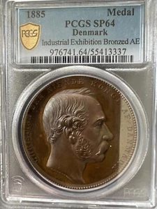 1885 Denmark AE Medal PCGS SP64 - Picture 1 of 4
