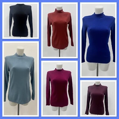 Ladies New Ex River  Island  Ribbed Polo Neck 8  Colours Size 6-22 - Image 1 of 4