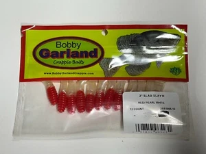 Bobby Garland 2" Slab Slay'r Red/Pearl White 2SS1865-12 12 count Crappie Baits - Picture 1 of 2