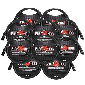 Pig Hog 8mm XLR Microphone Cable Male to Female 3 Ft Fully Balanced - 10 Pack - Picture 1 of 3