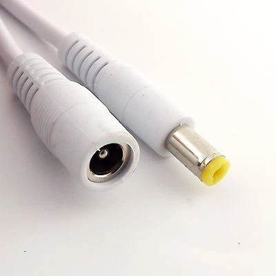 White 1.5m/5ft 5.5 x 2.1mm Male to Female CCTV DC Power Adapter Extension Cable - Image 1 of 4