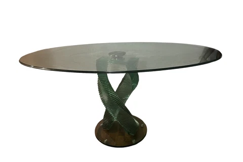 1980’s postmodern danny lane style double spiral glass dining table Replica Cover
