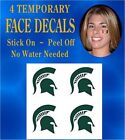 Ensemble de 4 autocollants visage et corps Michigan State Spartans tatouages ​​temp sous licence NCAA 
