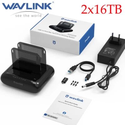 External Hard Drive Docking Station USB 3.0 to SATA 2 Bay for 2.5" 3.5" HDD SSD - Bild 1 von 4