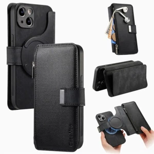 Card Wallet Hybrid Holder Magsafe Flip Cover For iPhone 16 15 14 13 12 Pro Max - Picture 1 of 26