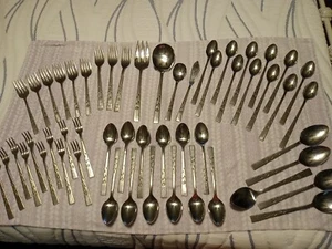 1974 OXFORD HALL FLORENTINE ROSE SERVING 53 Pieces STAINLESS FLATWARE - Picture 1 of 14