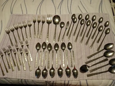 1974 OXFORD HALL   FLORENTINE ROSE SERVING 53 Pieces STAINLESS FLATWARE - Image 1 of 4