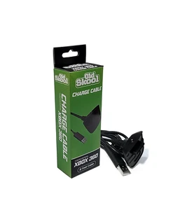 Old Skool Charging Cable for XBOX 360 Wireless Controller - Black - Picture 1 of 3