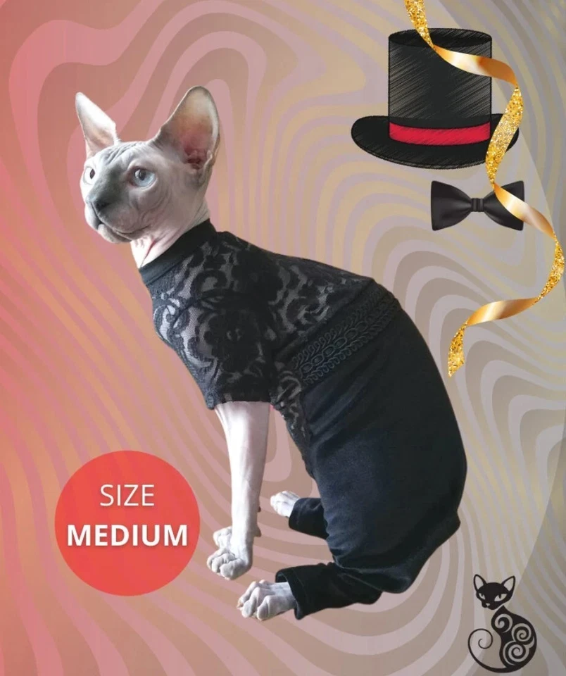 Elegant and Sophisticated Black Tuxedo with Belt - Cat Bodysuit - Size Medium - Image 1 of 4