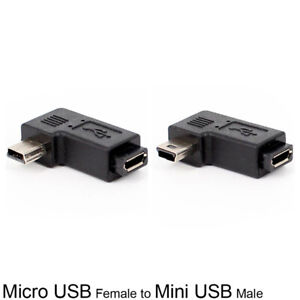 90 Degree Right Left Angle Mini Usb Type A Male To Micro Usb Female Adapter ~gu