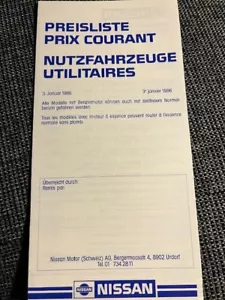 Brochure Nissan Patrol / King Cab / Vanette / Urvan / Cabstar Tarif de 1986 - Foto 1 di 1