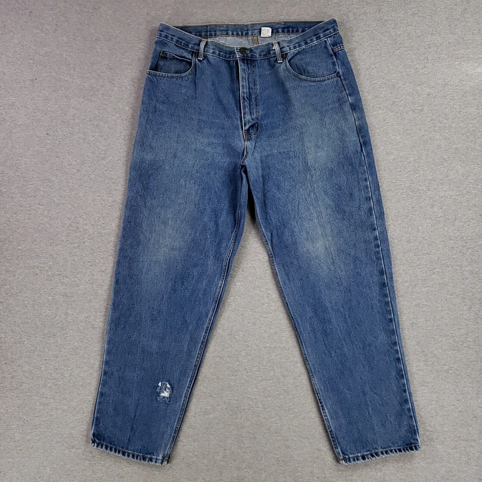 Open Trails 40x30 Blue Jeans Vintage Retro 90s Tapered Leg Stone Wash - Image 1 of 4