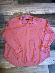Ralph Lauren Button Down Shirt Mens 3XB Big Pink Chambray Oxford Flesh Pony - Picture 1 of 9