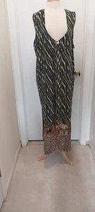 allison-che women long vest blue/black one button safari style used 16W - Picture 1 of 4