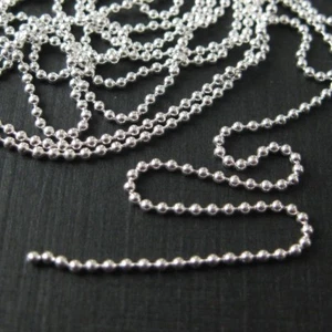 Cadena de bola de plata esterlina 925 sólida - cadenas de bolas de 1,2 mm - cadena a granel sin terminar - Imagen 1 de 3