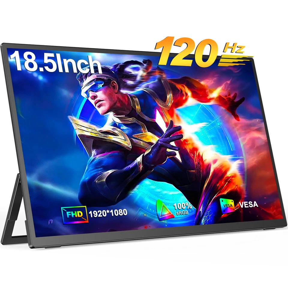 120Hz Gaming Monitor Portable Monitor 18.5" 1920*1080 Freesync Screen HDR FHD - Image 1 of 4
