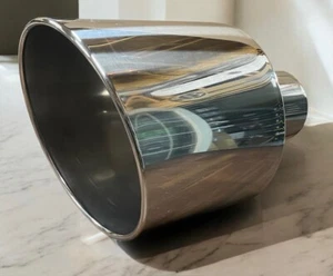 FORD POWERSTROKE POLISHED STAINLESS WELD ON DIESEL EXHAUST TIP 5"IN 12"OUT18" L - Bild 1 von 5