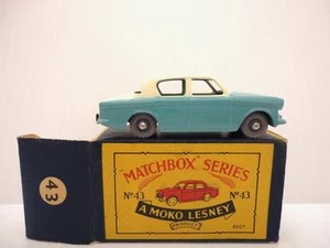 1958 MOKO Lesney Matchbox No.43 'HILLMAN MINX'-Turquoise-w/B3 Box---see photos & - Picture 1 of 10
