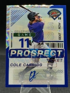 2024 Panini Prospect Edition Autograph Blue Wave #84 Cole Carrigg Auto /75 READ - Picture 1 of 2