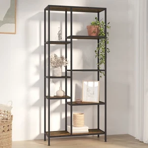 Bücherregal dunkelbraun 80x30x180 cm Bauholz & Stahl Aufbewahrung Industrial XL - Bild 1 von 10
