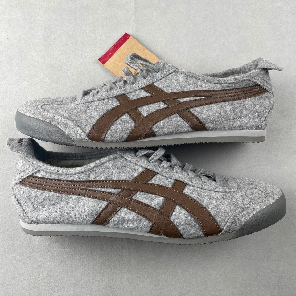 Onitsuka Tiger Mexico 66 Sneakers US 10.5 EU 44.5 Grey Felt Brown Stripe Rare - Image 1 of 4