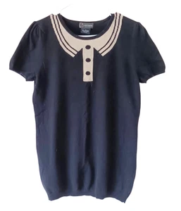 Bloomingdale’s Black Cashmere Sweater L Short Sleeve Classic Knit - Picture 1 of 9