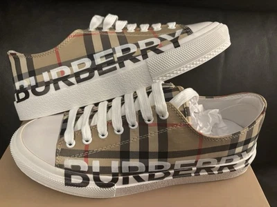 Burberry Checkered Canvas Low-Top Sneakers Size Women’s 9 New with Box - Image 1 of 4