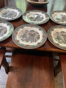 Royal Stafford “Christmas Home”  11 Inch Dinner Plates/6 Plates/Beautiful - Picture 1 of 5
