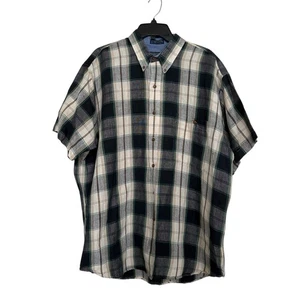Chaps Ralph Lauren Men’s Sz XL Vintage Linen Blend Plaid Short Sleeve Shirt - Picture 1 of 6