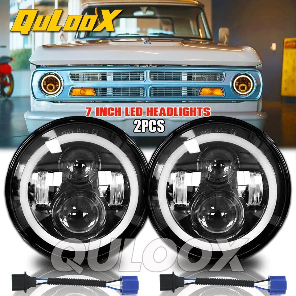 For Dodge D100 D200 D300 Pickup 7inch Round LED Headlight Hi/Lo Sealed Beam DRL Foto 1 de 4