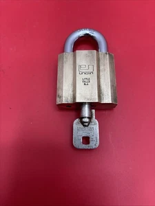 Unican Brass  Security Padlock With Key. Hardened Steel Shaft Little Falls NJ - Picture 1 of 8