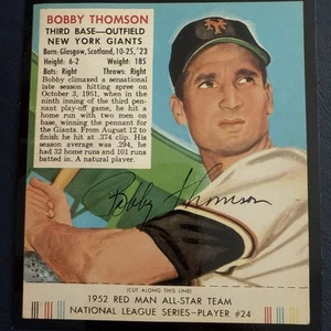 1952 Red Man Tobacco All-Star Team Bobby Thomson #24 NM-M+ Exp date 3/31/53 - Picture 1 of 3