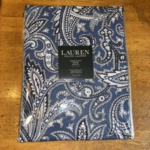 Ralph Lauren Blue Indigo Paisley Print Tablecloth Round 70 Inch New - Picture 1 of 9