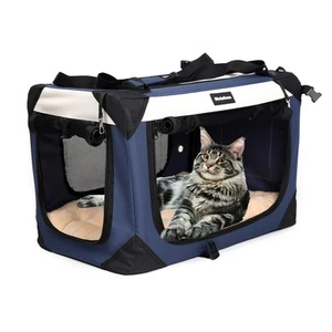Large Cat Carrier, Collapsible Dog Travel Crate Portable Soft-Sided Pet Carri... - Picture 1 of 6