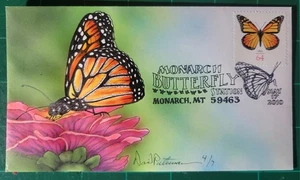 Peterman Hand Painted Monarch Butterfly on Zinnia Flower, MonarchSc.#4462 F.D - Picture 1 of 1