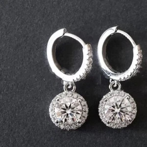 Certified 4.90 Ct Treated Off White Diamond Solitaire Stud Earrings, 925 Silver - Picture 1 of 6