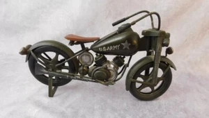 🚨🔥Vintage WWII US ARMY Harley Davidson Metal Diecast Motorcycle Rare! 12 Inch - Picture 1 of 9