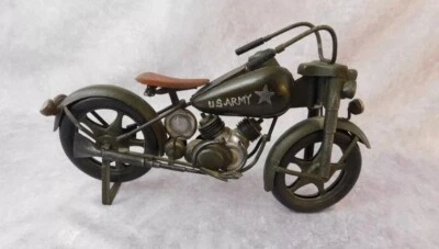 🚨🔥De colección Segunda Guerra Mundial Ejército de Estados Unidos Harley Davidson Metal Diecast Motocicleta ¡Rara! 12 pulgadas Foto 1 de 4