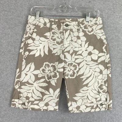 Pantalones Cortos Lee Para Mujer 4 Taupe Floral Ripstop Uno Ajuste Verdadero Cintura Baja Elastizados Foto 1 de 4