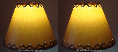 2 Pack Rustic Cabin Cottage Table Light LAMP SHADE "Clip-On" Bulb 9" Laced Cone - Image 1 of 4