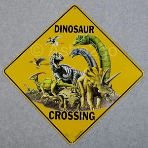 DINOSAUR CROSSING-Crosswalks Metal 12 X 12 T REX JURASSIC Warning Caution Sign - Bild 1 von 1