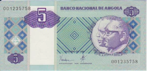 Angola 5 Kwanzas 1999 Pick 144 UNC - Bild 1 von 1