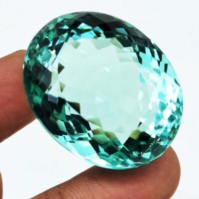 GIE Certified Natural Brazilian 121.50 Ct Oval Bluish Green Topaz Loose Gemstone - Image 1 of 4